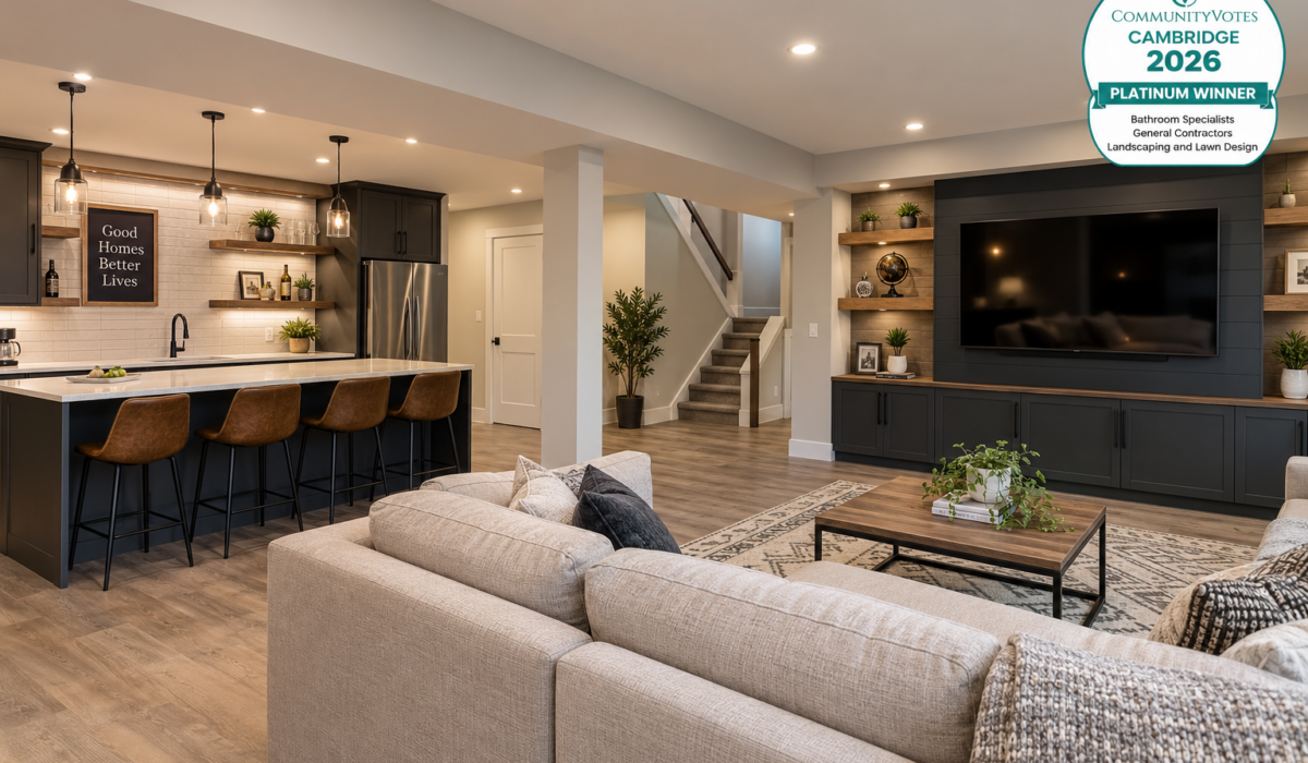 Modern Basement Lounge and Wet Bar