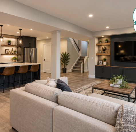 Modern Basement Lounge and Wet Bar